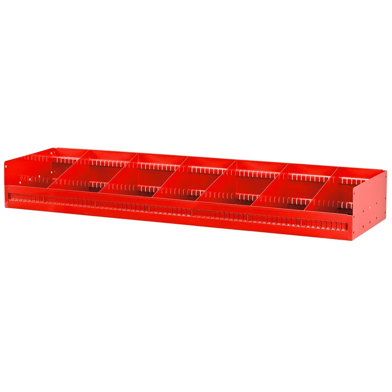 [F50030043] Étagère inclinée P 375 mm, montants 5003ME, 4 séparateurs amovibles, L 1425 x H 185 mm