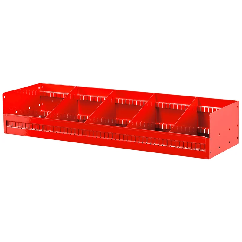 [F50030037] Étagère inclinée P 275 mm, montants 5003MF, 4 séparateurs amovibles, L 930 x H 185 mm