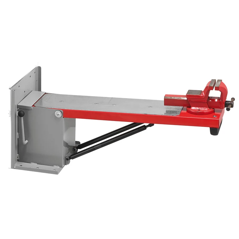 [F50020078] Plan de travail bois basculant, étau 1224.100E, fixation sur côté caissons