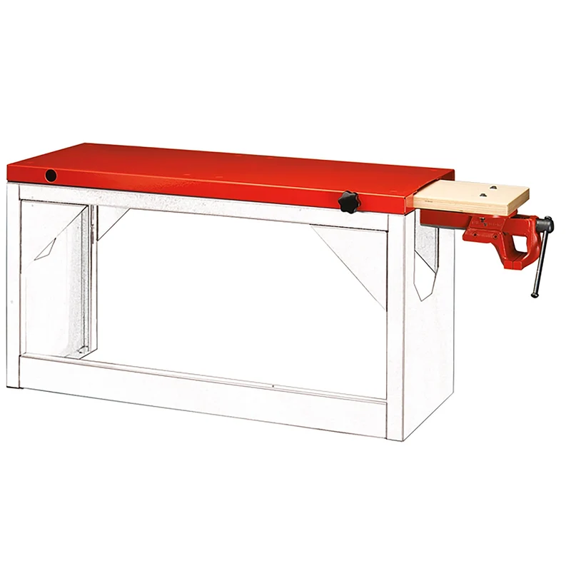 [F50020076] Plan de travail bois extensible avec étau 1224.100E, pour base F50020070, L 1310 mm