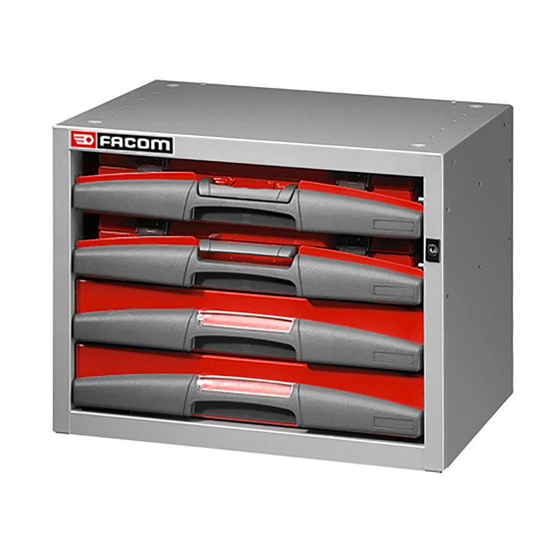 [F50000101] Caisson petite largeur avec 2 valises H 62, 2 tiroirs H 75, L 495 x H 382 mm