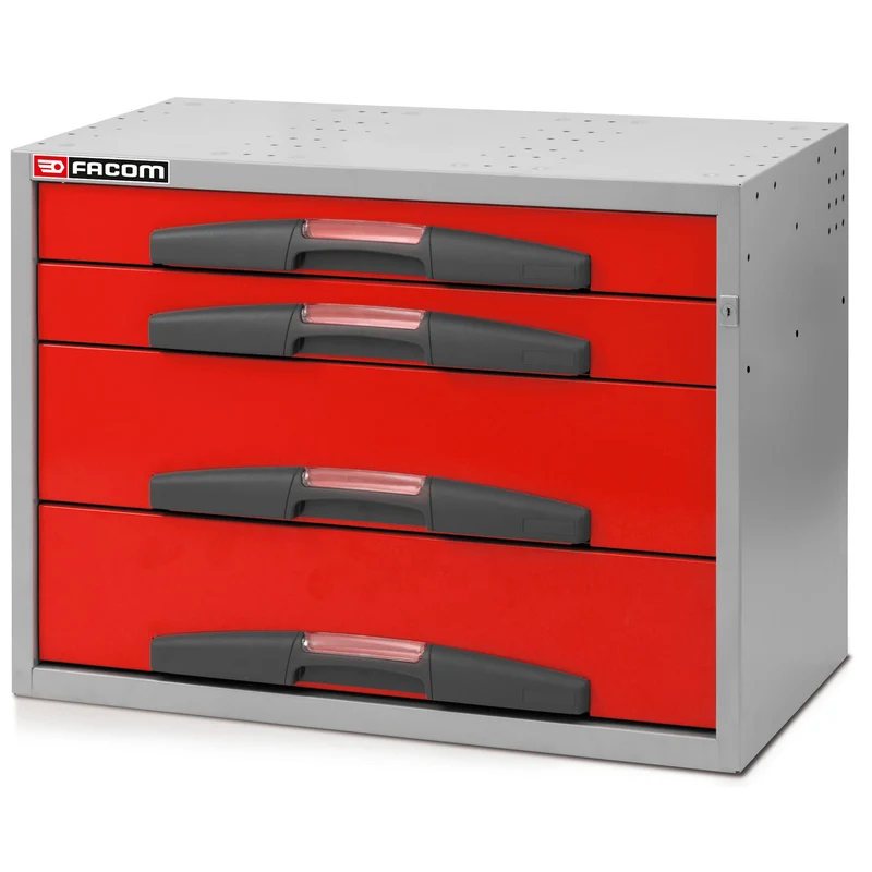 [F50000072] Caisson largeur medium avec 4 tiroirs, 2 x H 75, 2 x H 155 mm, L 742 x H 542 mm
