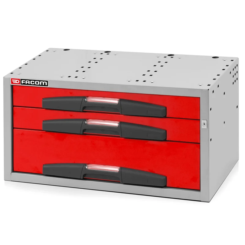 [F50000052] Caisson largeur medium avec 3 tiroirs, 2 x H 75 mm, 1 x H 155 mm, L 742 x H 382 mm