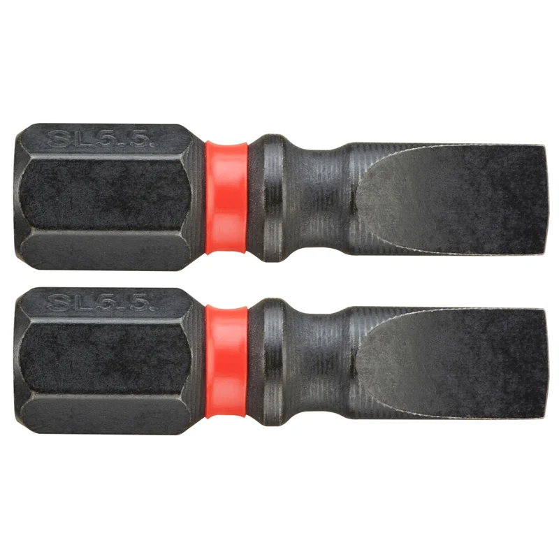 [ENS.105.5] Embouts de vissage pour tournevis à impact Flextorq, L 25 mm, empreinte vis fendue, 5,5 mm, 2 pièces