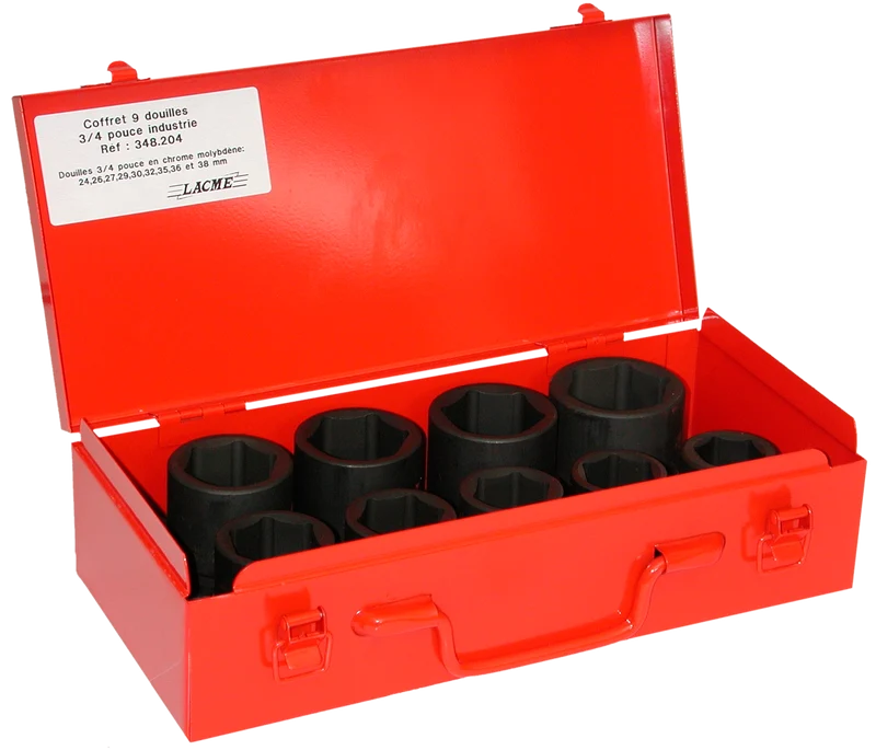 Coffret De 9 Douilles 3/4 Pouce De 24 A 38Mm 348204 Lacme