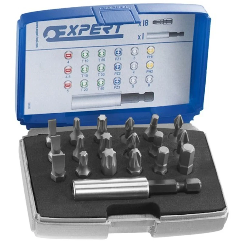 [E113901] Coffret d'embouts 1/4" et porte-embout, en pouces, 19 pièces