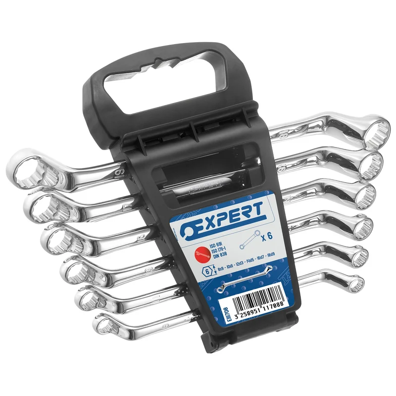 [E111708] Jeu de clés polygonales contrecoudées, métrique, 8 - 19 mm, 6 pièces