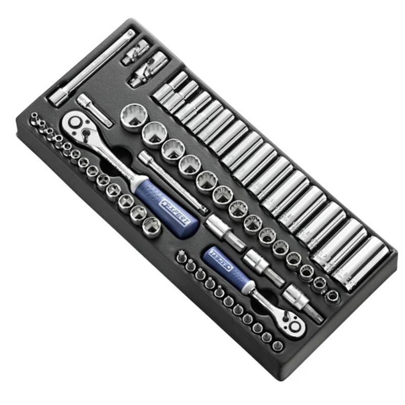 [E034853] Module de douilles et accessoires 1/4", 3/8", métriques, 62 pièces
