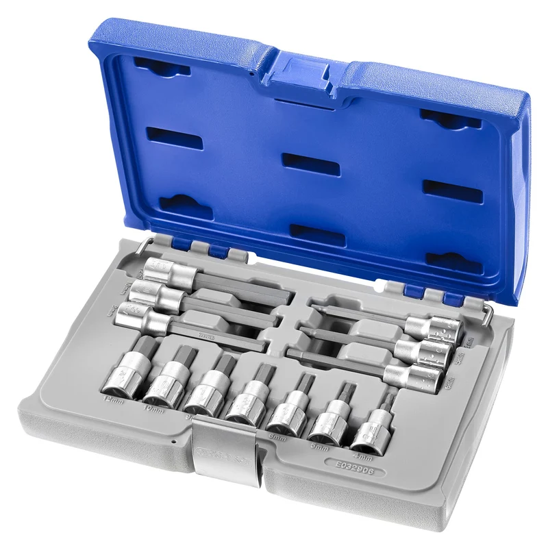 [E032906] Jeu de douilles tournevis 6 pans 1/2", 13 pièces