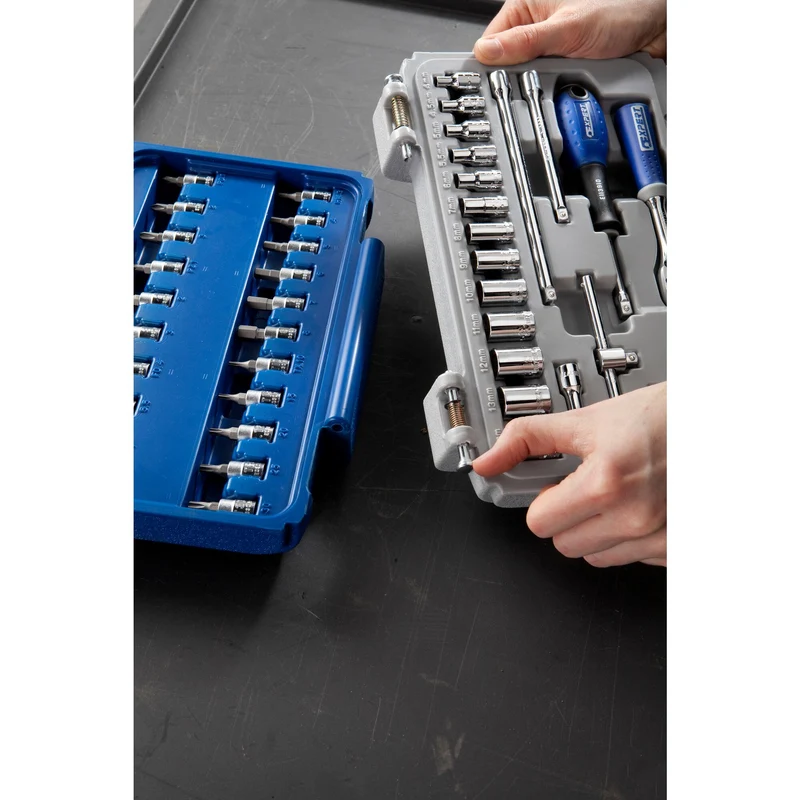 [E030702] Coffret de douilles et accessoires 1/4", métrique, 42 pièces