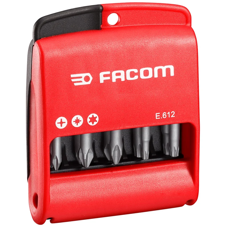 [E.611] Jeu mixte d'embouts 1/4", 50 mm pour vis 6 pans, Phillips®, Pozidriv® et porte-embouts, 10 pièces