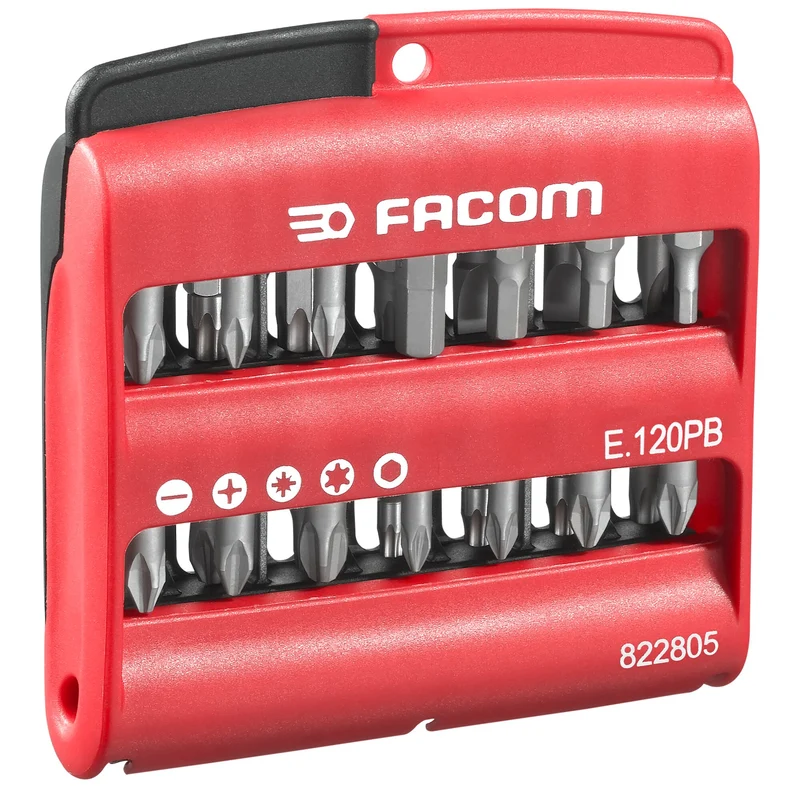 [E.120PB] Boîte de 28 embouts (fente, PH, PZ, 6 pans, Torx)