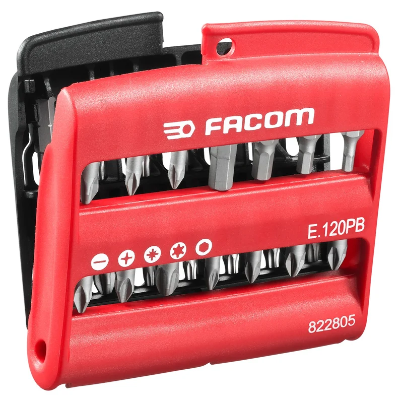 [E.120PB] Boîte de 28 embouts (fente, PH, PZ, 6 pans, Torx)