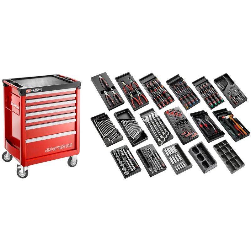 [CM.166] Sélection tous métiers 166 outils - servante 7 tiroirs