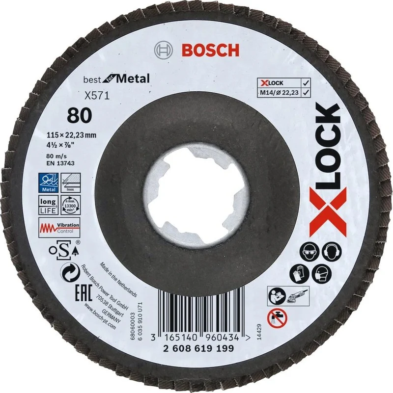 Plateaux à lamelles XLock X571 diamètre 125 grain 80 - 2608619203 Bosch