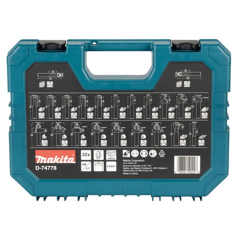 Coffret de 22 fraises à rainurer - D-74784 Makita