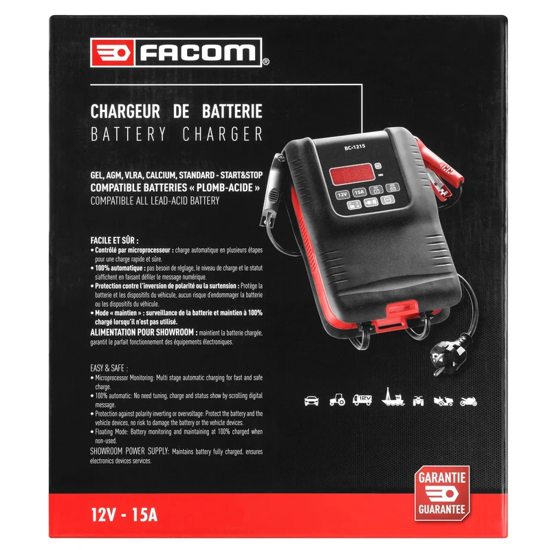 [BC1215PB] Chargeur de batterie, 12 volts - 15 ampères