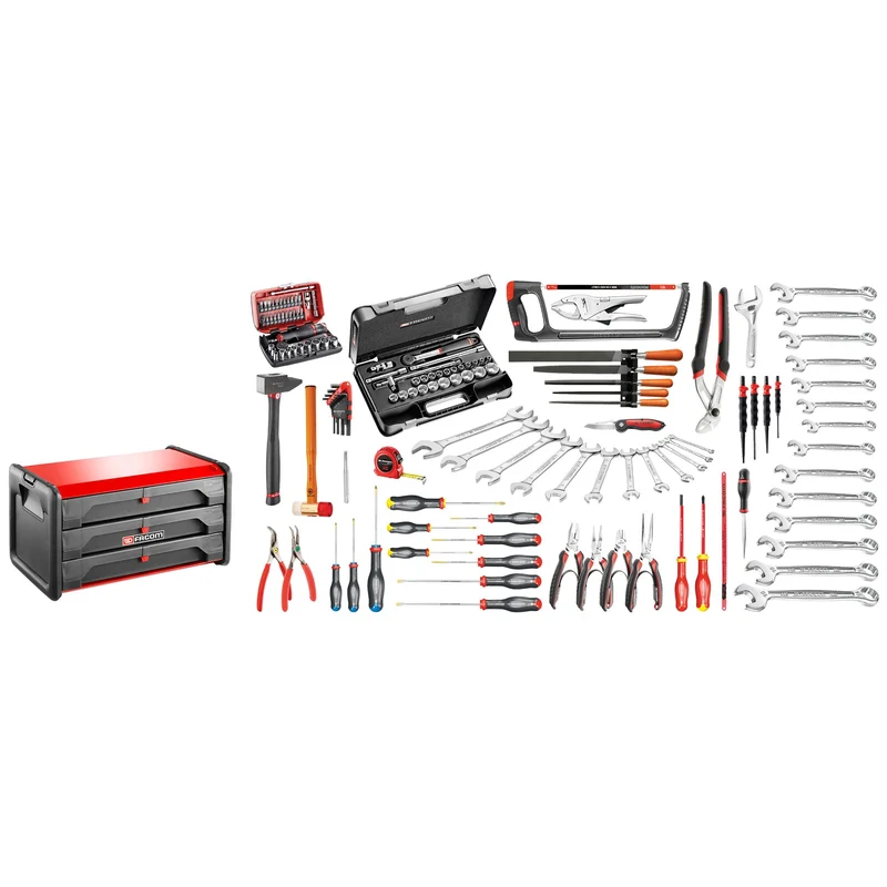 [BT203.M120A] Sélection maintenance industrielle 147 outils - boîte à outils bi-matière 3 tiroirs