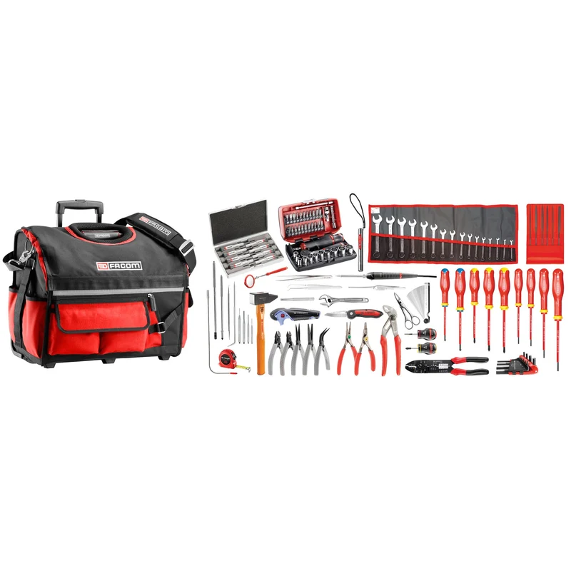 [BSR20.EM41A] Sélection électromécanique 120 outils - boîte à outils textile à roulettes