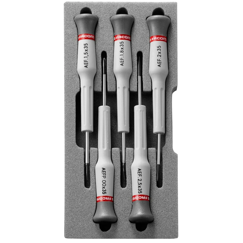 [AEF.J1] Coffret de tournevis MICRO-TECH®, pour vis à fente et Phillips®, 5 pièces