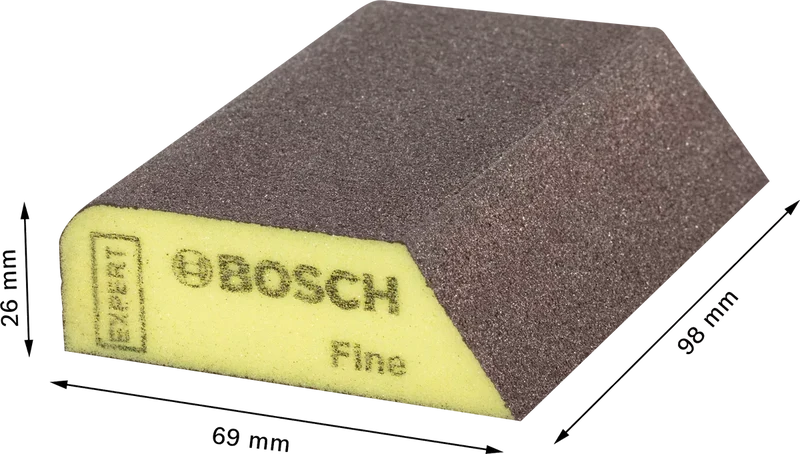 Eponge de ponçage en mousse Expert Combi S470 69x97x26mm, Fin