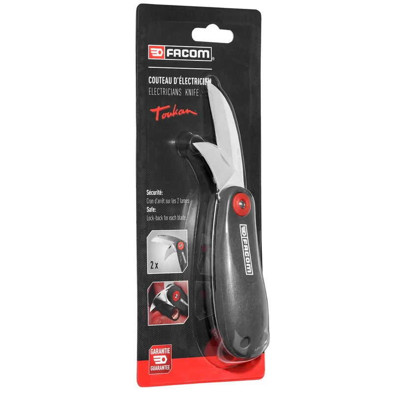 [640180] Couteau d'électricien manche plastique 2 lames
