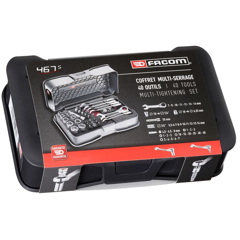 [467BS.BOXPB] Coffret multi-serrage à cliquet ultra compact métriques, 40 pièces