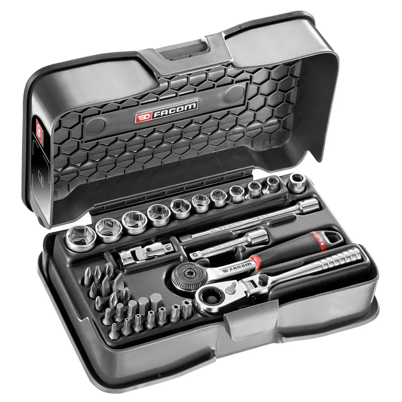Coffret cliquet 1/4" + douille hex tete flexible Facom R.161-6P6HX