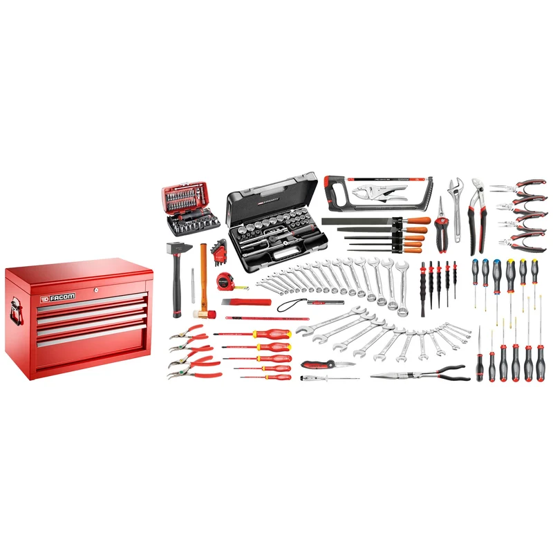 [2074.M130A] Sélection maintenance industrielle 165 outils - coffre 4 tiroirs