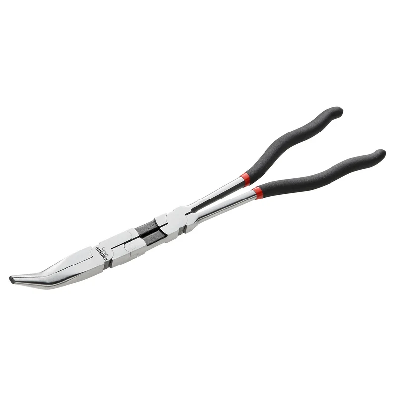 [195.34L] Pince à bec demi-ronds extra longues à double articulation - coudée 45°