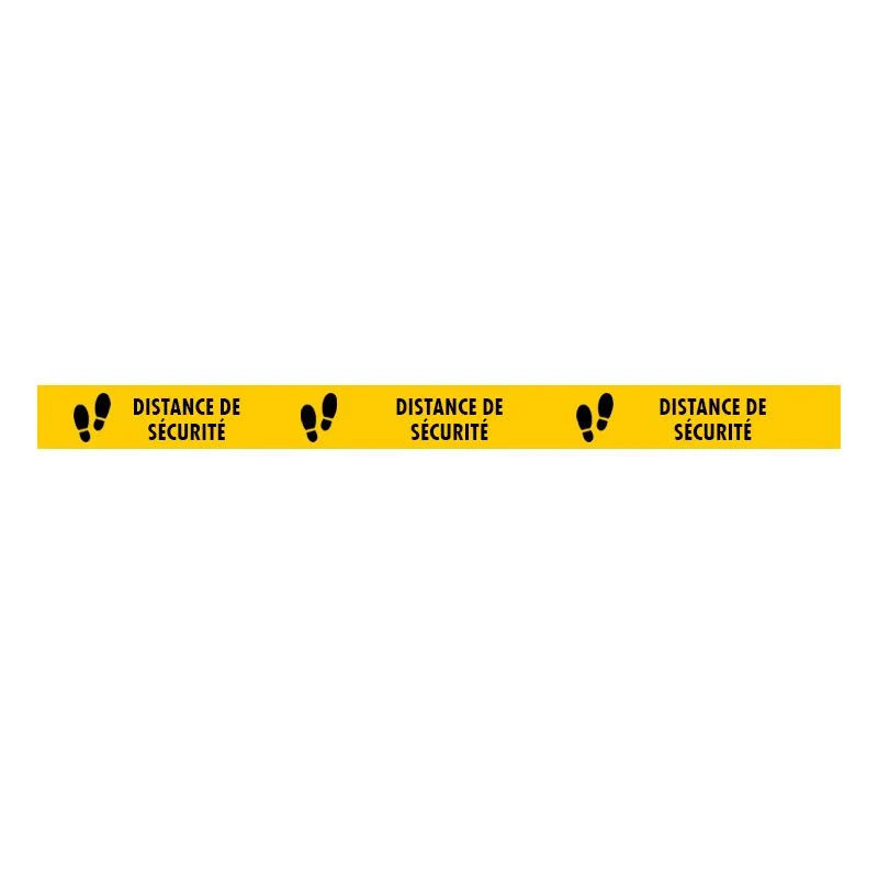 Marquage au sol antidérapant jaune 1000x70mm "distance de sécurité"
