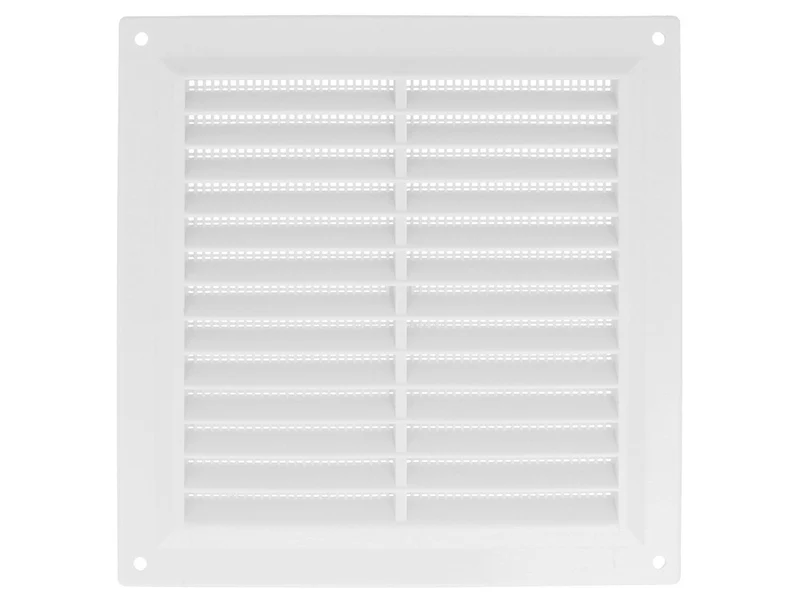 Grille d'aération blanche 200 x 200 mm en ABS + moustiquaire AMIG23033