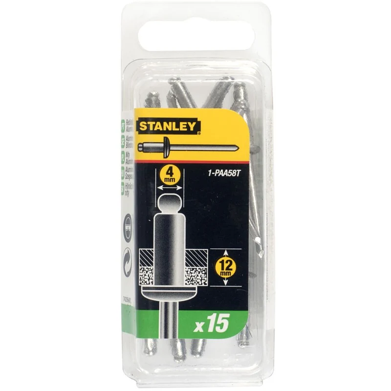 Rivet Aluminium - En Boite LONG - 4 mm x 12,7 (x 15 pcs) Stanley 1-PAA58T