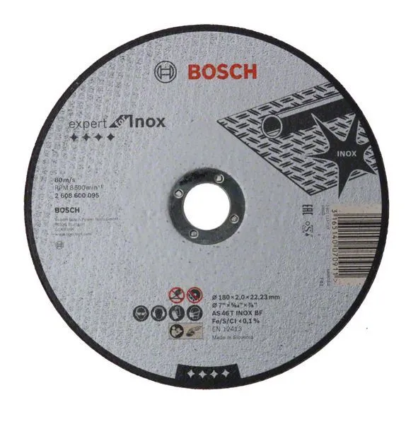 Disque à tronçonner à moyeu plat Expert for Inox Bosch 2608600095
