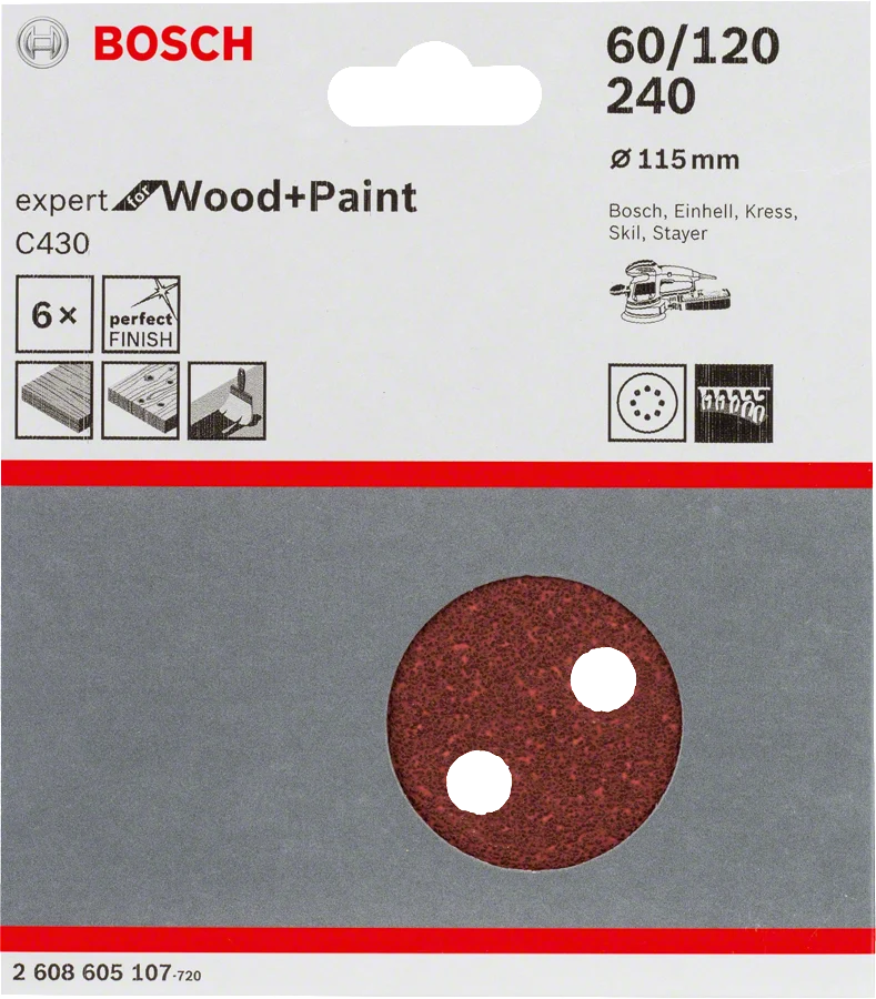 6 Abr Exc Assort Ø 115 G60/120/240 Bosch 2608605107