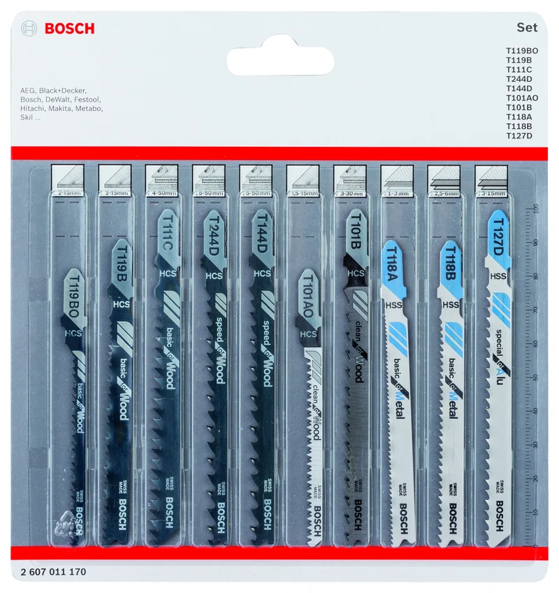 Bosch 10Pc Jsb Set Bois Et Métal Bosch 2607011170