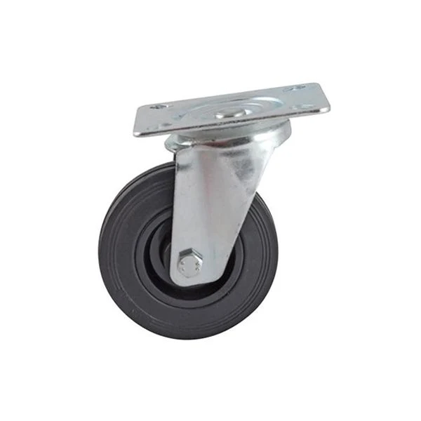 Roulette pivotante à platine roue caoutchouc noire ø50 charge 30kg