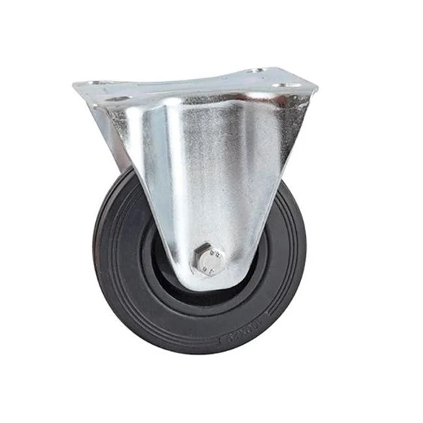 Roulette fixe à platine roue caoutchouc noire ø50 charge 30kg