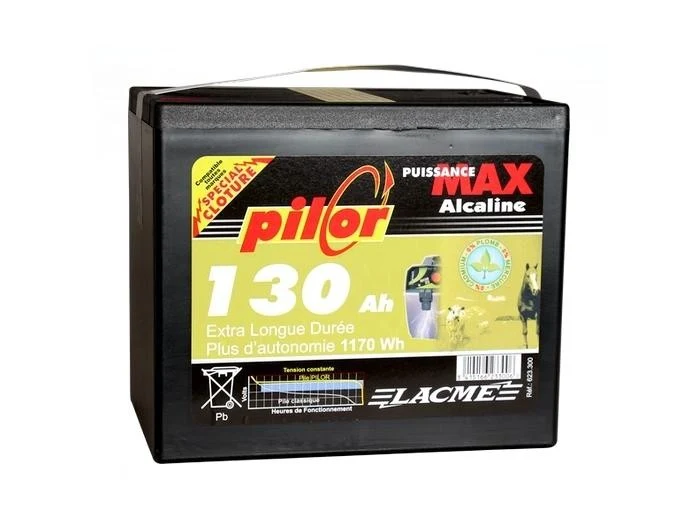 Pile spéciale clôtures électriques à haute densité zéro mercure PILOR 9V 130Ah