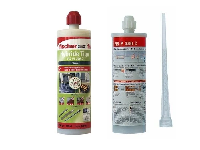 Résine de scellement hybride FIS HT 380 C pour tiges filetées Fischer 380ml ton pierre