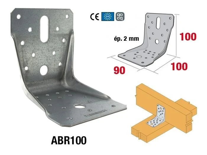 Équerre renforcée acier galva 90x100x100x2