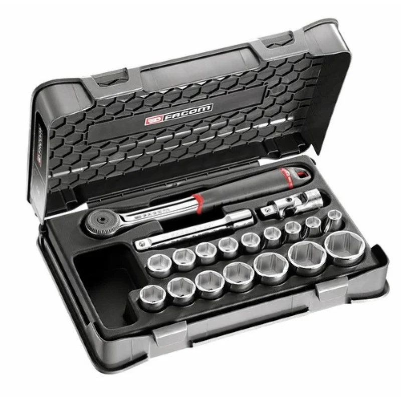 Coffret douilles 1/2 6 pans 19 pièces avec cliquet S.161-2P6PB Facom