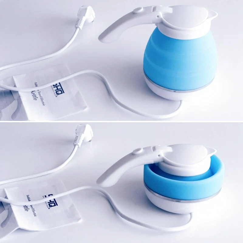 0.75L EU Plug Electric Kettle Silicone Foldable Portable Travel Camping Water Boiler