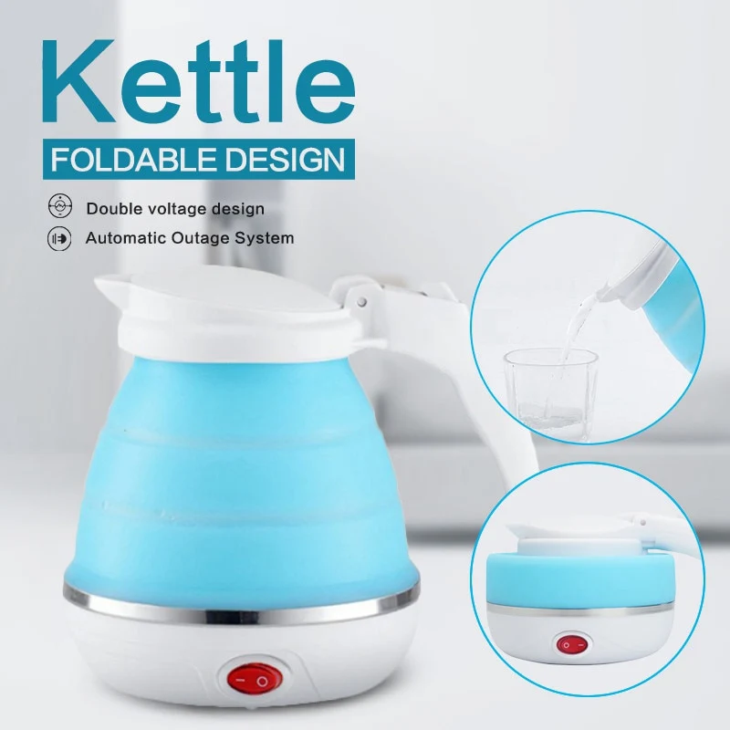 0.75L EU Plug Electric Kettle Silicone Foldable Portable Travel Camping Water Boiler