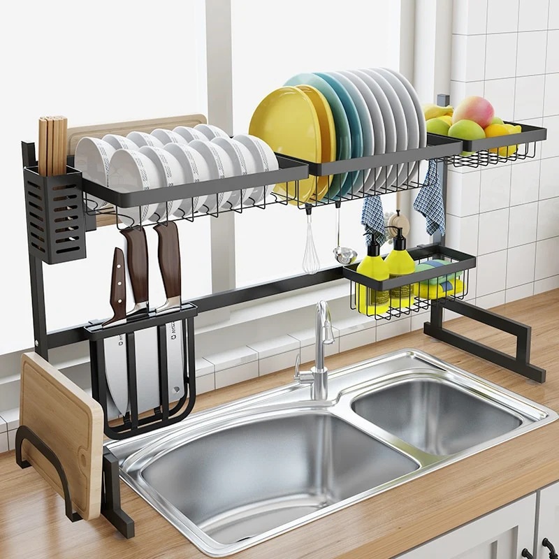 Stainless Steel Sink Drain Rack Kitchen Shelf Two-story Floor Sink Sink Rack Dish Rack Kitchen Rack