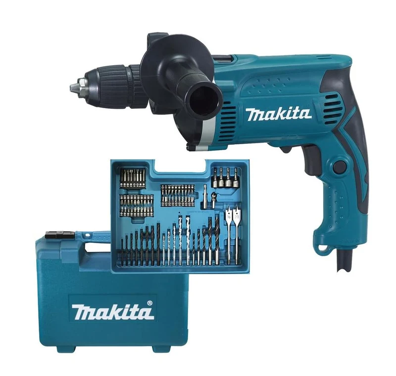 Perceuse a percussion 710W 13mm avec 68 accessoires HP1631KX3 Makita