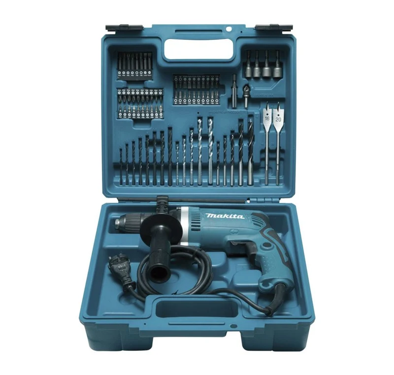 Perceuse a percussion 710W 13mm avec 68 accessoires HP1631KX3 Makita