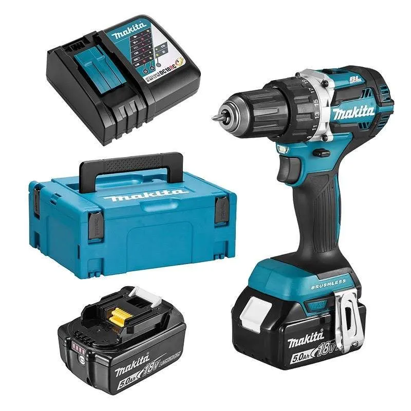Perceuse visseuse 18V 2x5Ah + Chargeur + Makpack DDF484RTJ Makita