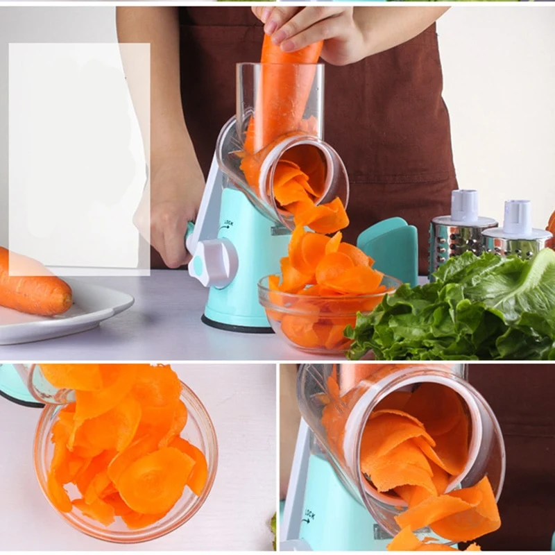 Multifunctional Drum-type Hand-operated Vegetable Cheese Shredder Device Grater Potato Slicer