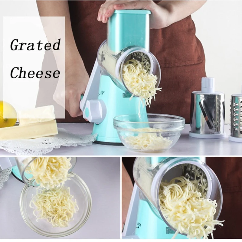 Multifunctional Drum-type Hand-operated Vegetable Cheese Shredder Device Grater Potato Slicer
